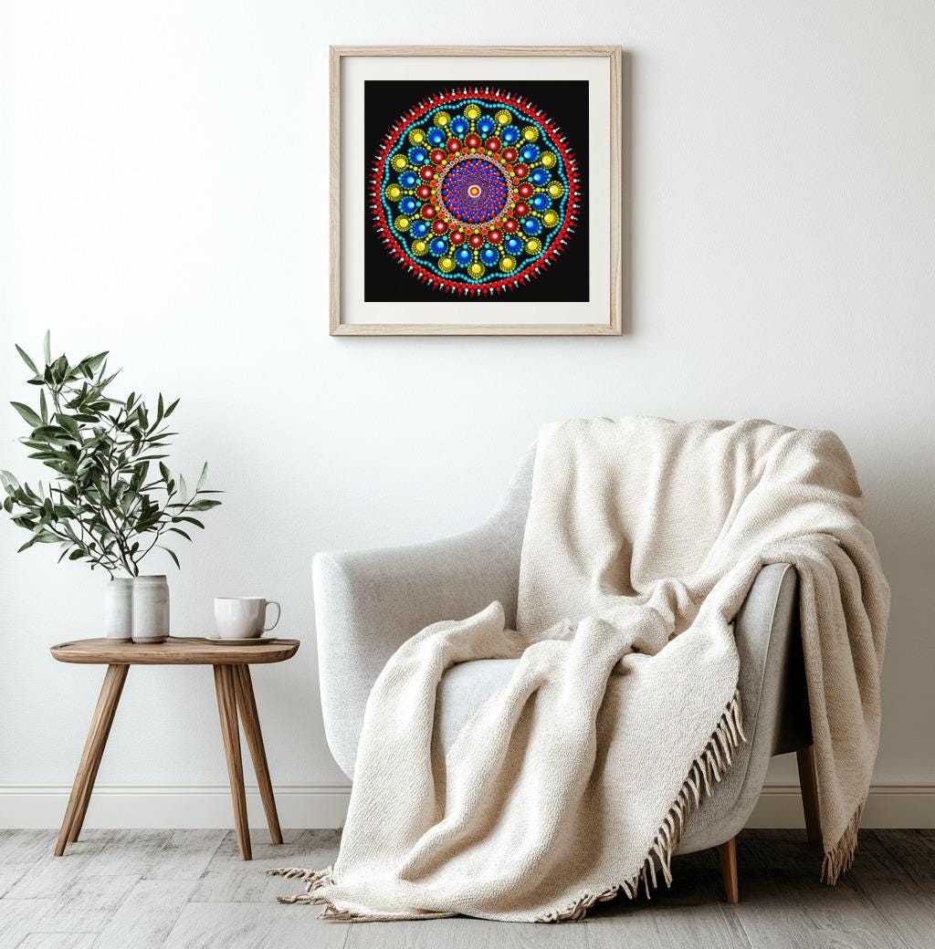 Peace Wormhole dot mandala art print by Sejal Joshi, 40x40cm