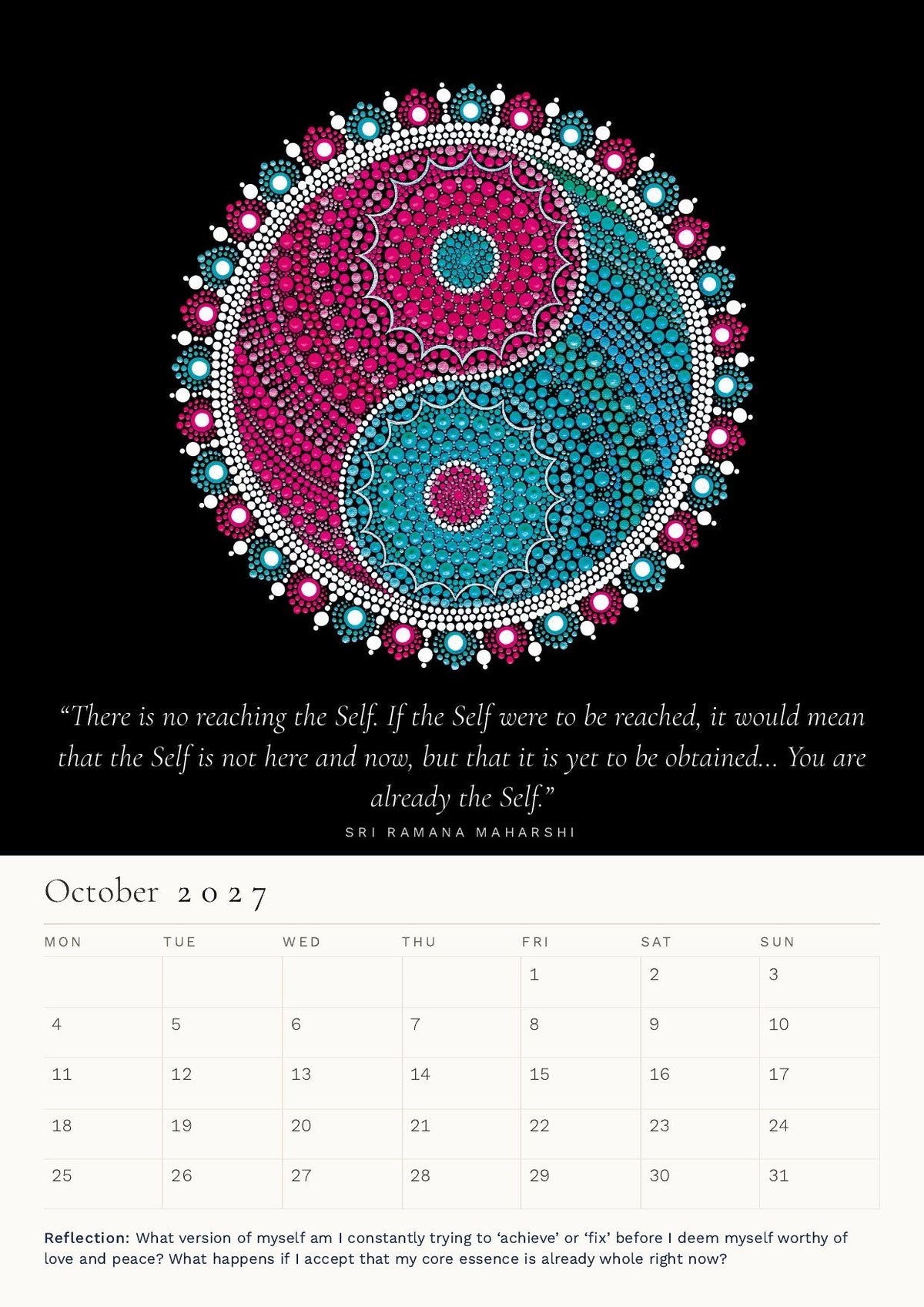 The Journey Within 2027 calendar, October page