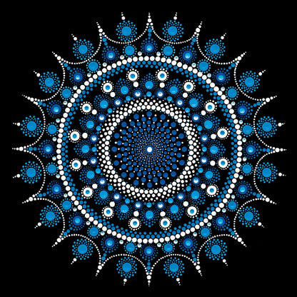 Blue Aurora original dot mandala painting by Sejal Joshi, acrylic on canvas