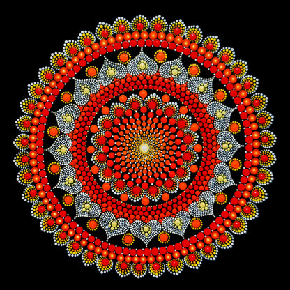 Inner Fire original dot mandala painting by Sejal Joshi, acrylic on canvas