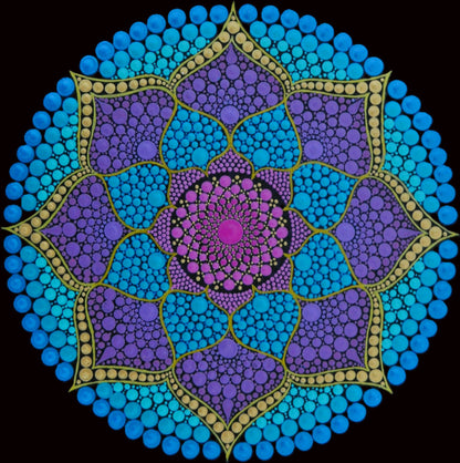 Divine Lotus original dot mandala painting by Sejal Joshi, acrylic on canvas