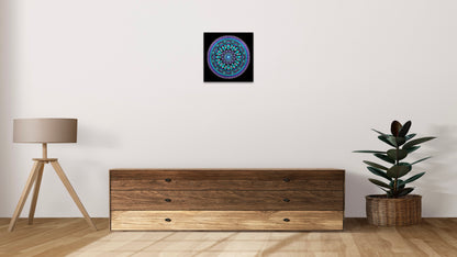 Turquoise Cosmos original dot mandala painting by Sejal Joshi, acrylic on canvas