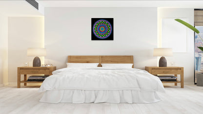 Emerald Sea original dot mandala painting by Sejal Joshi, acrylic on canvas