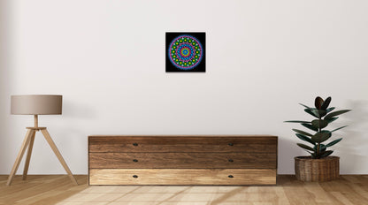 Emerald Sea original dot mandala painting by Sejal Joshi, acrylic on canvas
