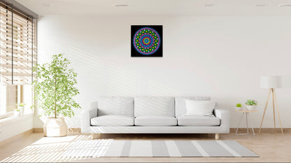 Emerald Sea original dot mandala painting by Sejal Joshi, acrylic on canvas