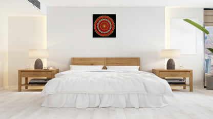 Inner Fire original dot mandala painting by Sejal Joshi, acrylic on canvas