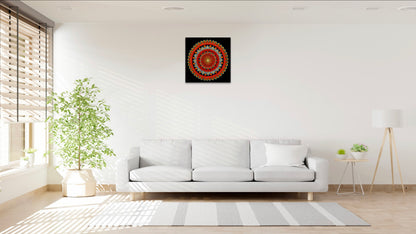 Inner Fire original dot mandala painting by Sejal Joshi, acrylic on canvas