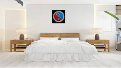 Ying Yang original dot mandala painting by Sejal Joshi, acrylic on canvas