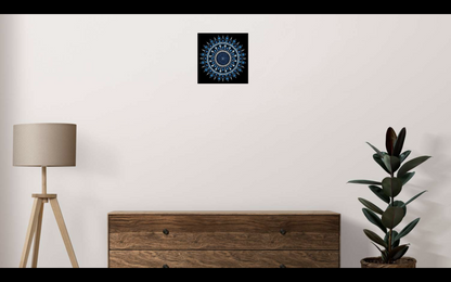 Blue Aurora original dot mandala painting by Sejal Joshi, acrylic on canvas