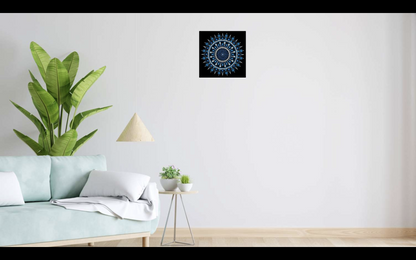 Blue Aurora original dot mandala painting by Sejal Joshi, acrylic on canvas