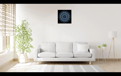 Blue Aurora original dot mandala painting by Sejal Joshi, acrylic on canvas