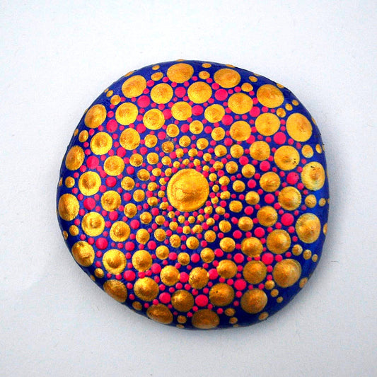 Copper Pebble, hand-painted dot mandala pebble