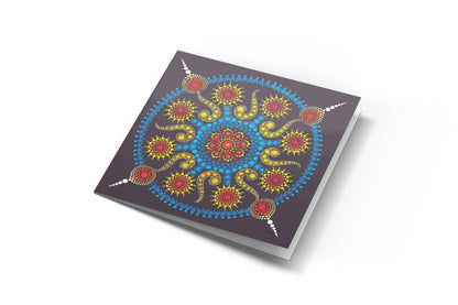 Love Explosion dot mandala greeting card by Sejal Joshi, 14.8cm square