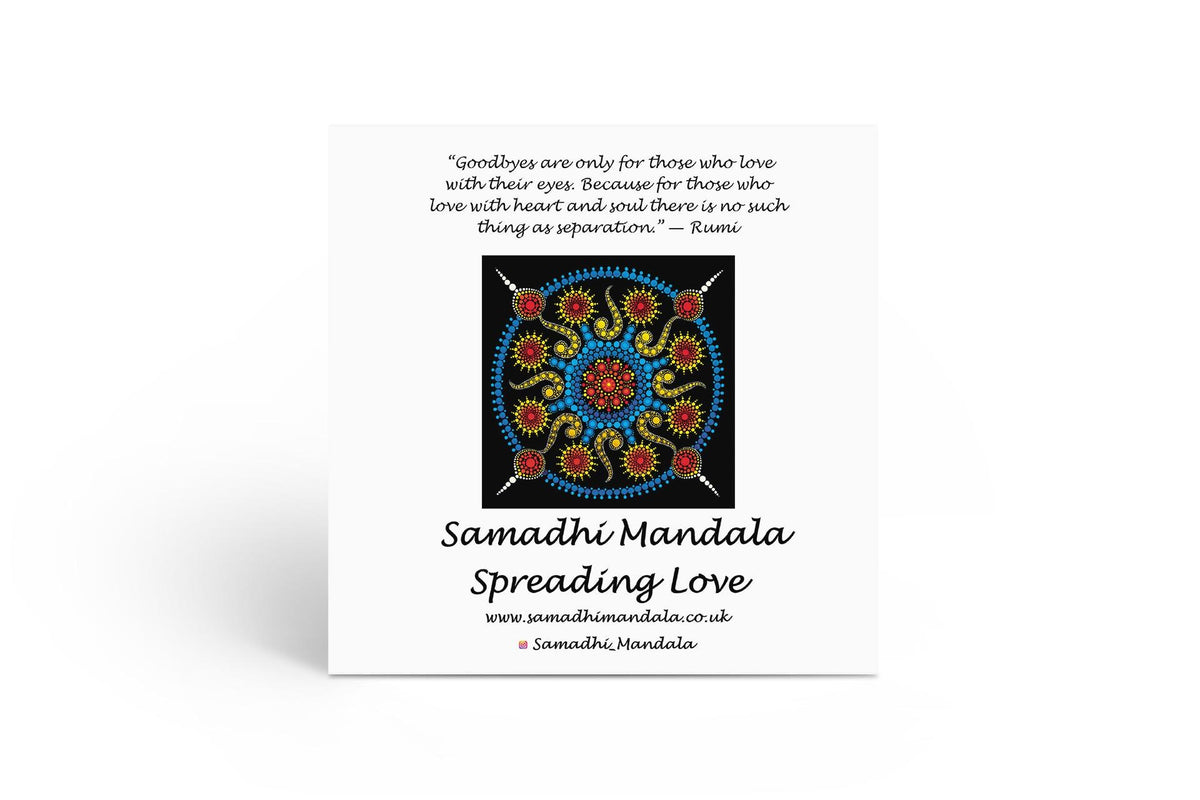 Love Explosion dot mandala greeting card by Sejal Joshi, 14.8cm square