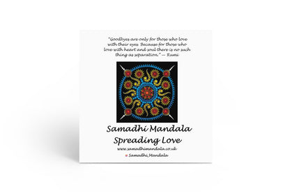 Love Explosion dot mandala greeting card by Sejal Joshi, 14.8cm square