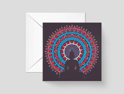 Orange Nirvana Buddha dot mandala greeting card by Sejal Joshi