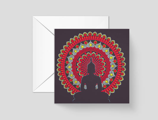 Inner Fire Buddha dot mandala greeting card by Sejal Joshi