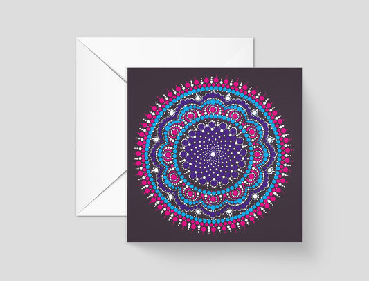 Divine Love dot mandala greeting card by Sejal Joshi, 14.8cm square