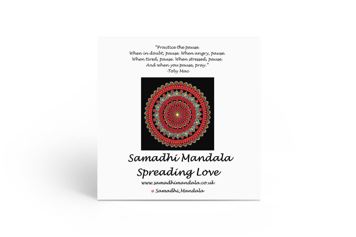 Inner Fire dot mandala greeting card by Sejal Joshi, 14.8cm square