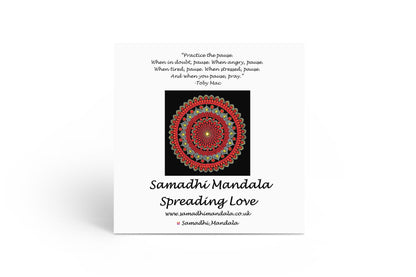 Inner Fire dot mandala greeting card by Sejal Joshi, 14.8cm square