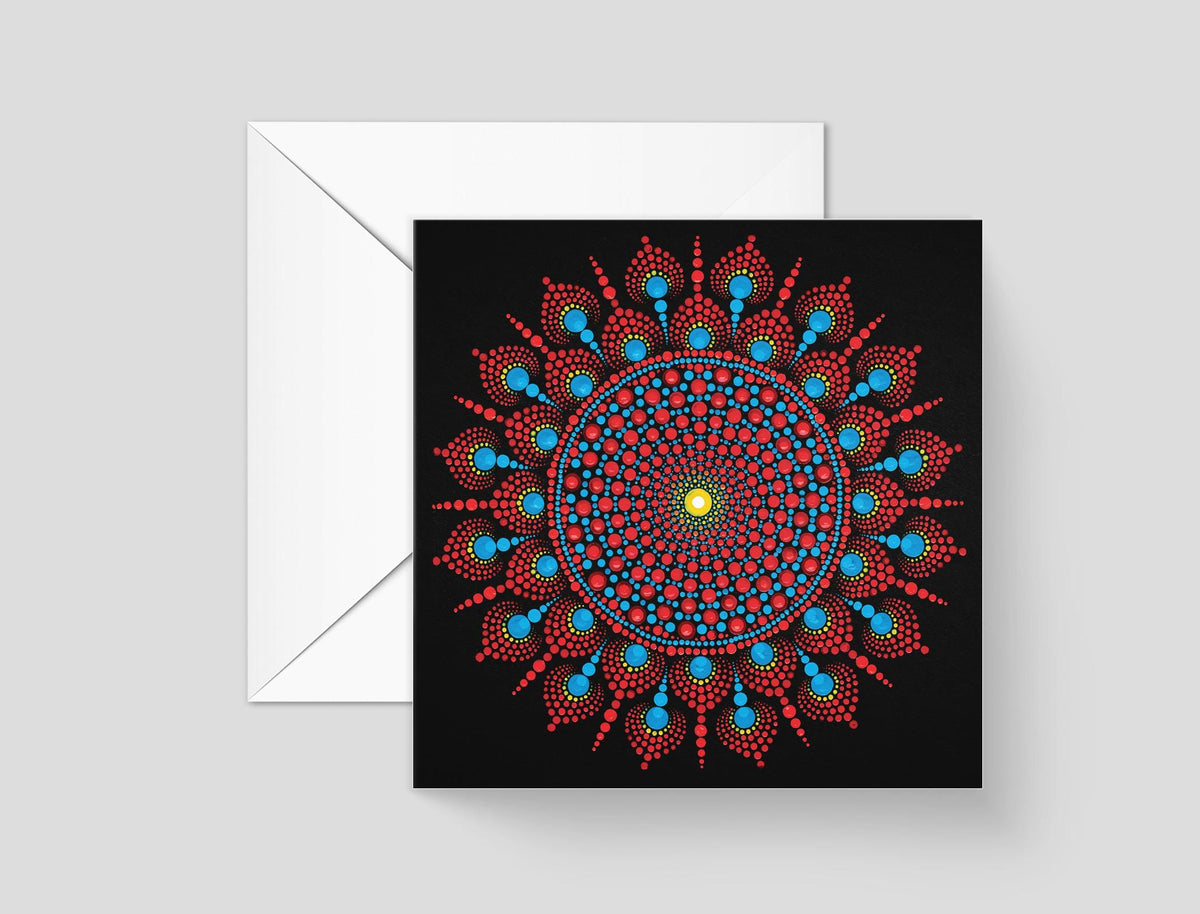Samadhi dot mandala greeting card by Sejal Joshi, 14.8cm square