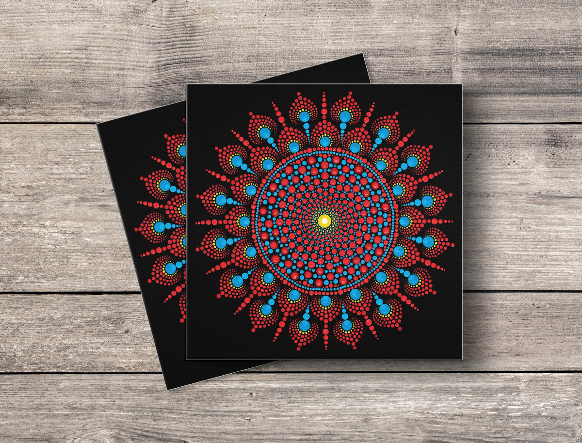 Samadhi dot mandala greeting card by Sejal Joshi, 14.8cm square