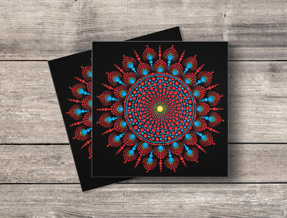 Samadhi dot mandala greeting card by Sejal Joshi, 14.8cm square