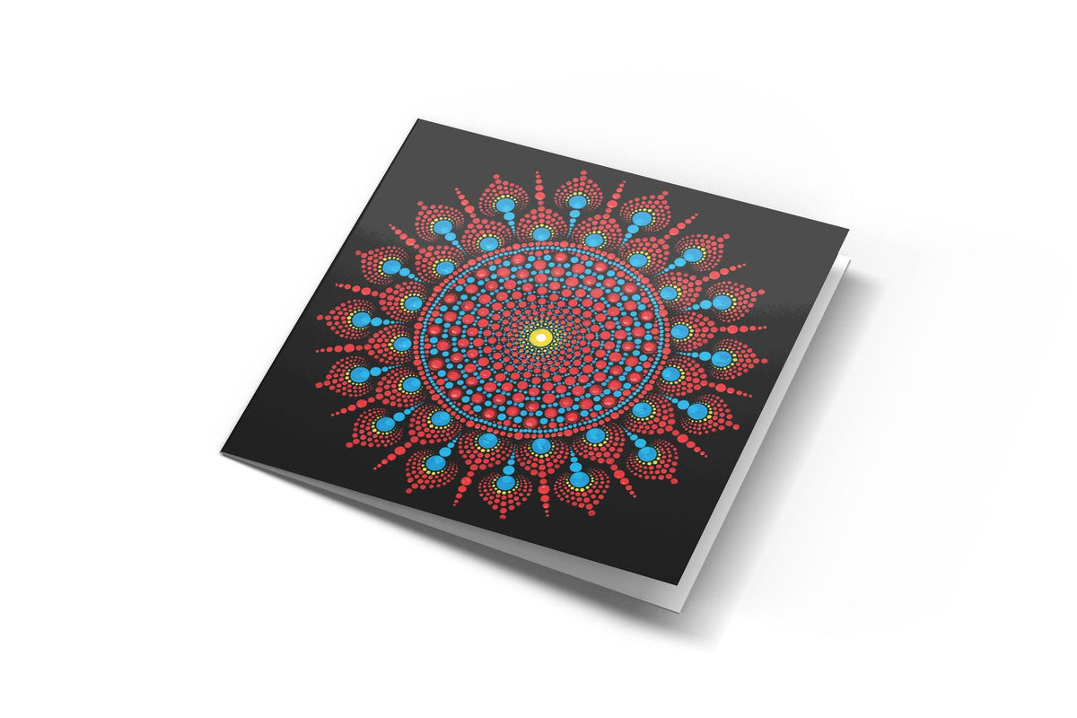 Samadhi dot mandala greeting card by Sejal Joshi, 14.8cm square