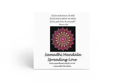 Explosion of Joy dot mandala greeting card by Sejal Joshi, 14.8cm square