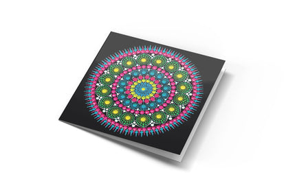 Emerald Sea dot mandala greeting card by Sejal Joshi, 14.8cm square