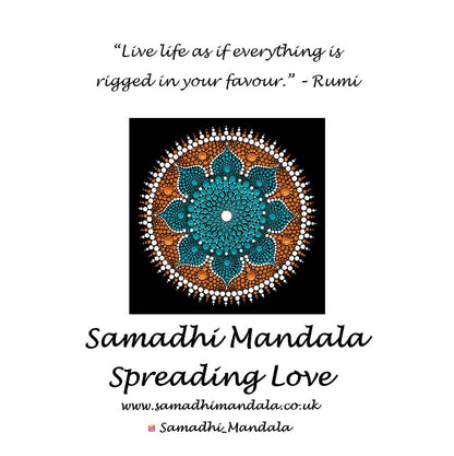 Dancing Flower large dot mandala greeting card by Sejal Joshi, 20cm square