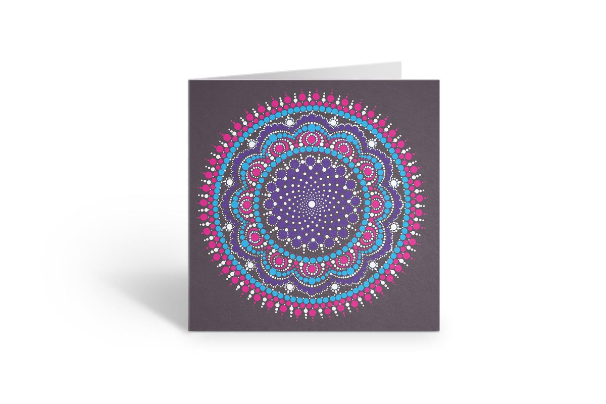 Divine Love large dot mandala greeting card by Sejal Joshi, 20cm square