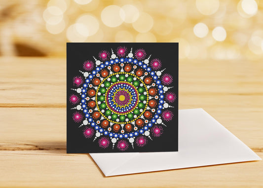 Internal Colour large dot mandala greeting card by Sejal Joshi, 20cm square