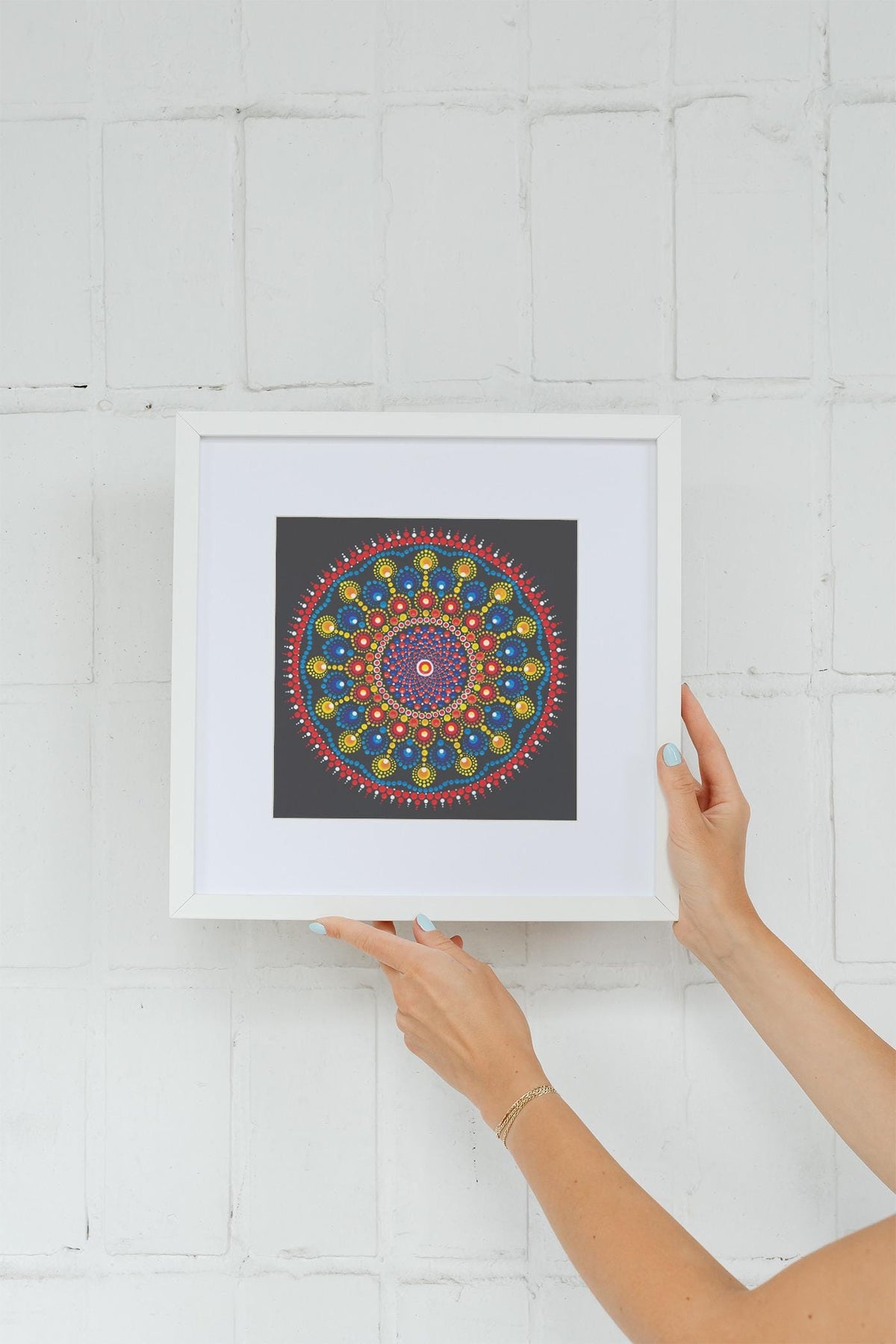 Peace Wormhole large dot mandala greeting card by Sejal Joshi, 20cm square
