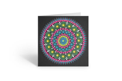 Emerald Sea large dot mandala greeting card by Sejal Joshi, 20cm square