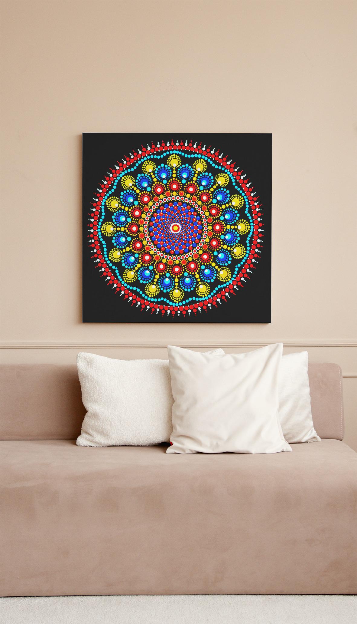 Peace Wormhole dot mandala art print by Sejal Joshi, 40x40cm