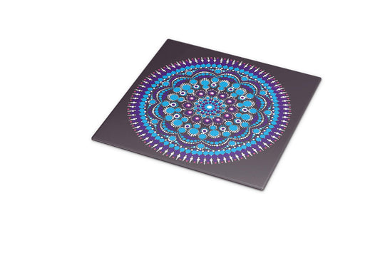 Turquoise Cosmos dot mandala art print by Sejal Joshi, 40x40cm