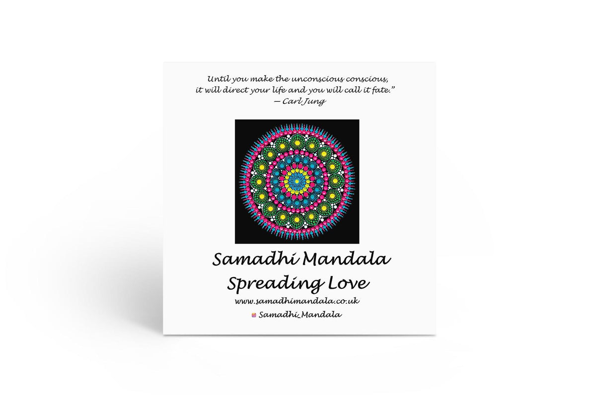 Emerald Sea large dot mandala greeting card by Sejal Joshi, 20cm square