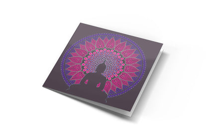 Pink Lotus Buddha dot mandala greeting card by Sejal Joshi