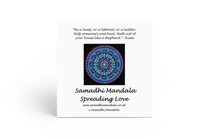 Turquoise Cosmos dot mandala greeting card by Sejal Joshi, 14.8cm square