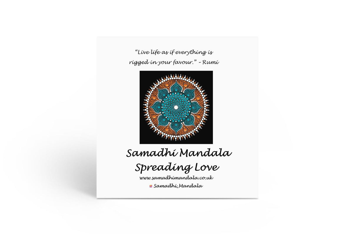 Dancing Flower dot mandala greeting card by Sejal Joshi, 14.8cm square