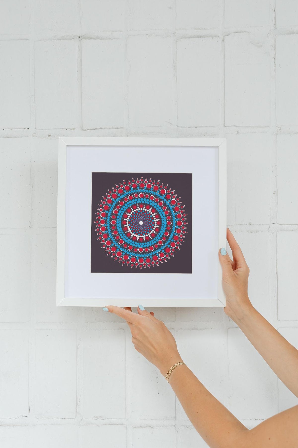Orange Nirvana large dot mandala greeting card by Sejal Joshi, 20cm square