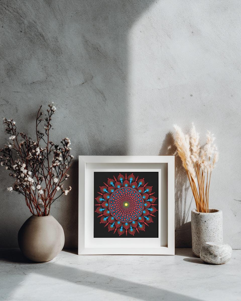 Samadhi large dot mandala greeting card by Sejal Joshi, 20cm square