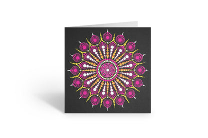 Explosion of Joy large dot mandala greeting card by Sejal Joshi, 20cm square