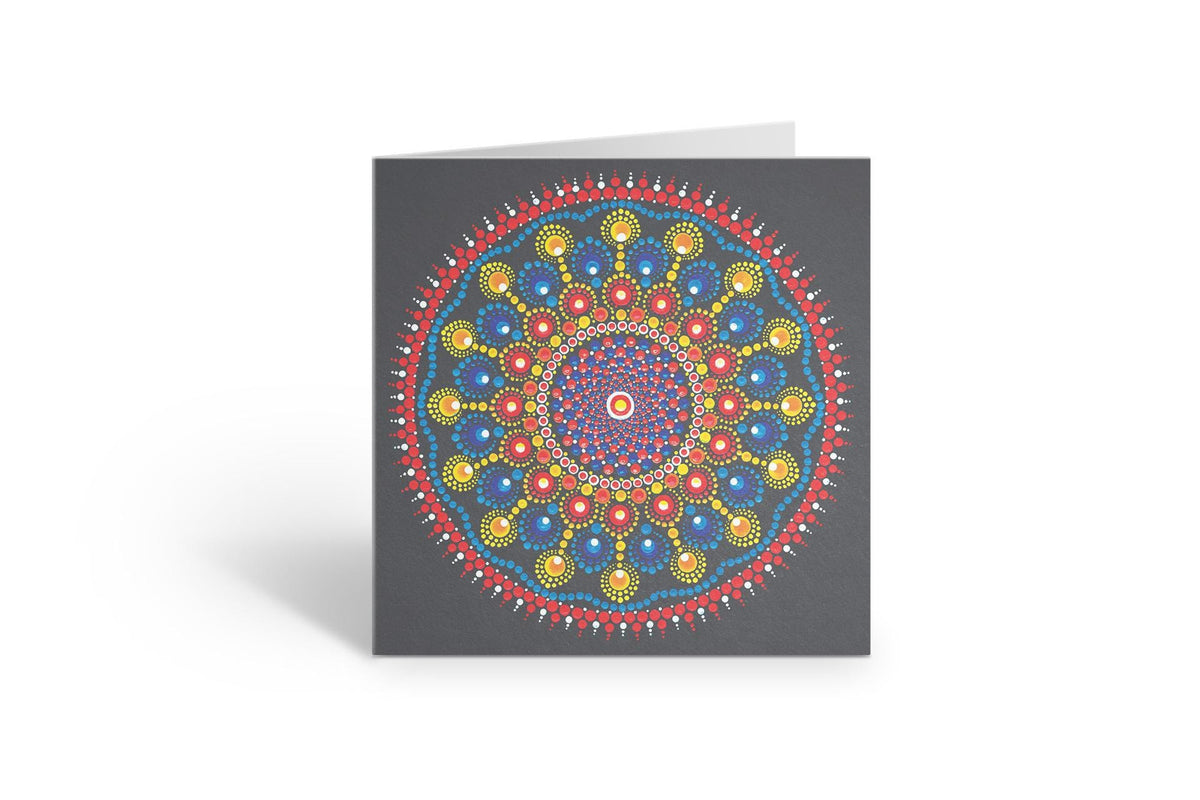 Peace Wormhole large dot mandala greeting card by Sejal Joshi, 20cm square
