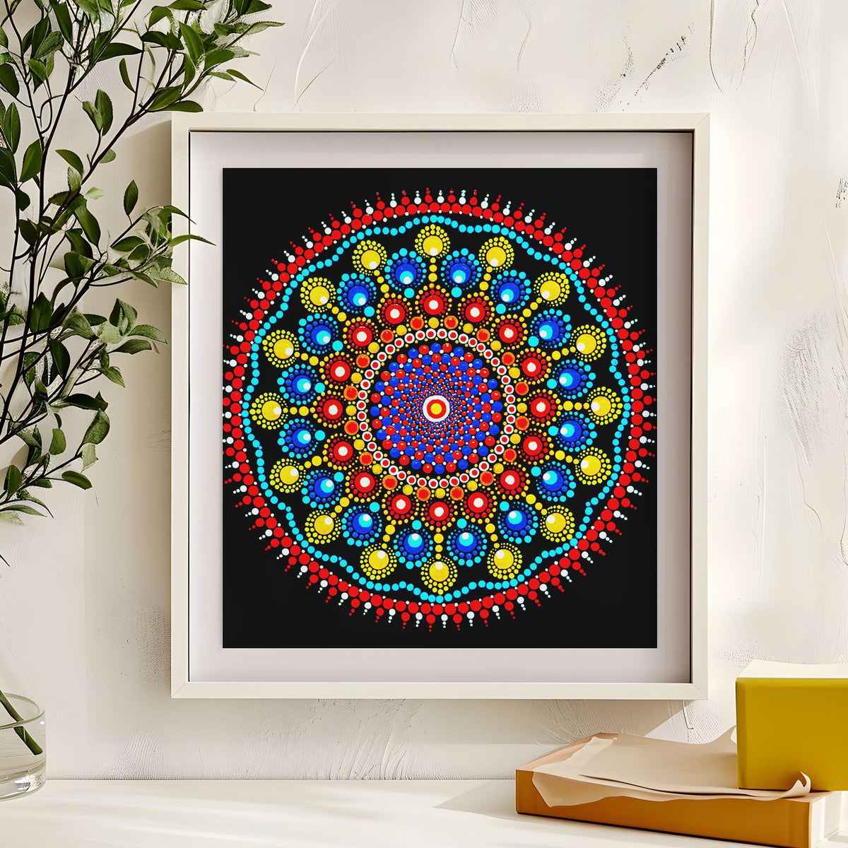 Peace Wormhole dot mandala art print by Sejal Joshi, 40x40cm