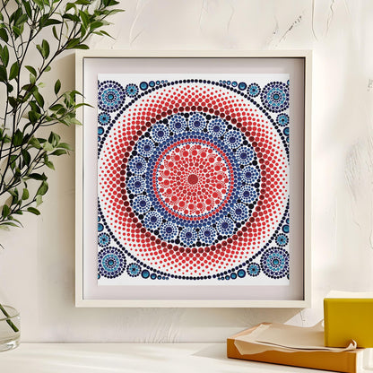 Love Burst dot mandala art print by Sejal Joshi, 40x40cm