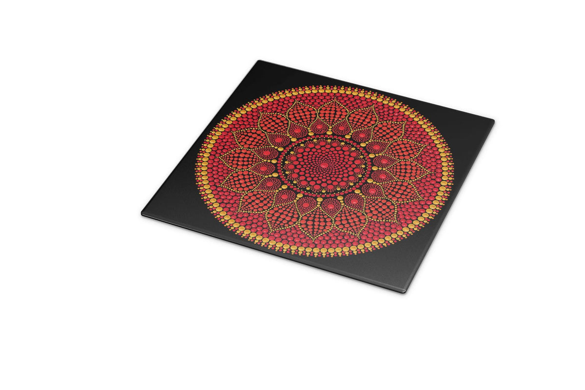Golden Strength dot mandala art print by Sejal Joshi, 40x40cm