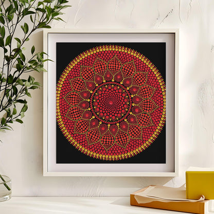 Golden Strength dot mandala art print by Sejal Joshi, 40x40cm