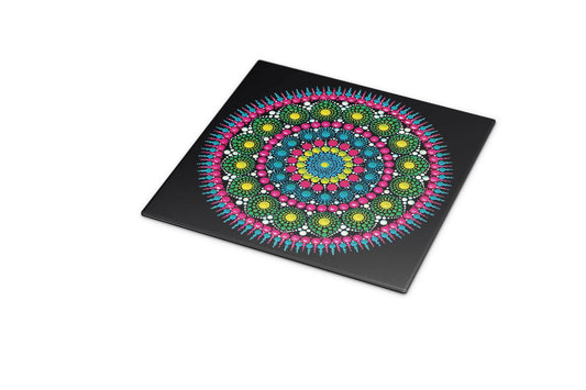 Emerald Sea dot mandala art print by Sejal Joshi, 40x40cm